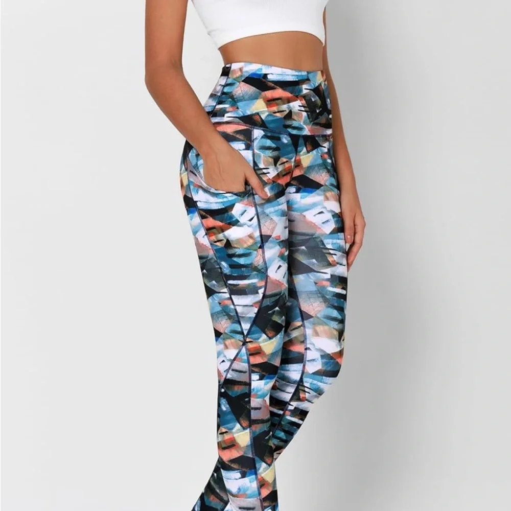 Multicolor Stainglass Abstract Leggings - Picture 6 of 10